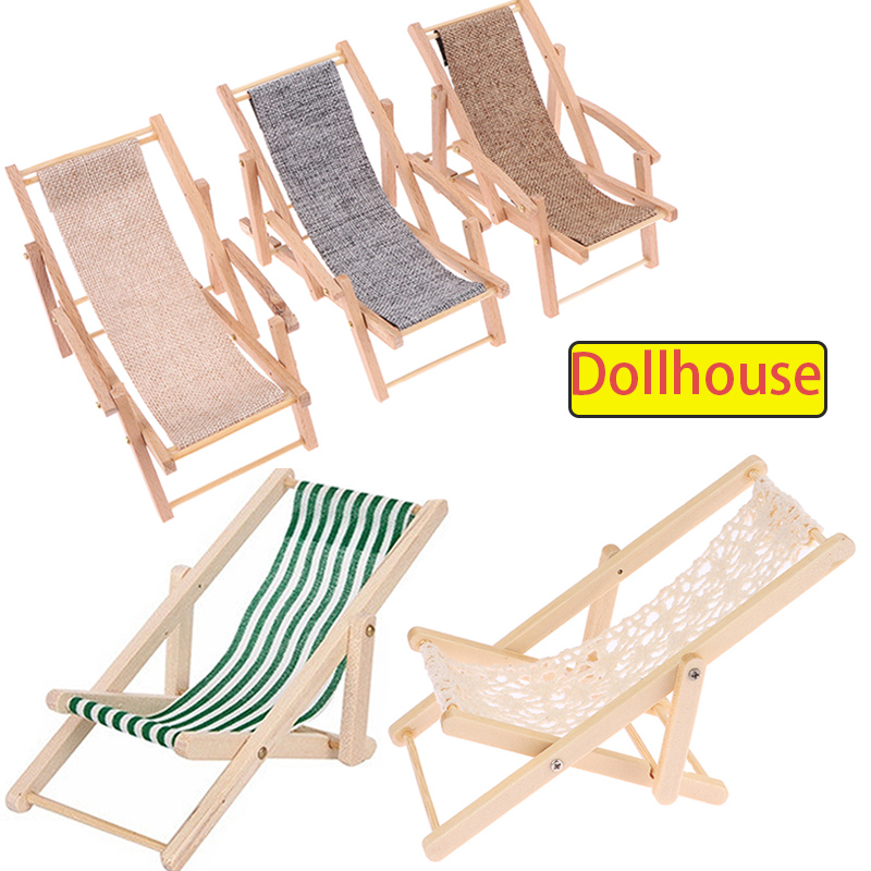 Woodworking Diy - 1Pc 1/12 Dollhouse Foldable Deck Chair