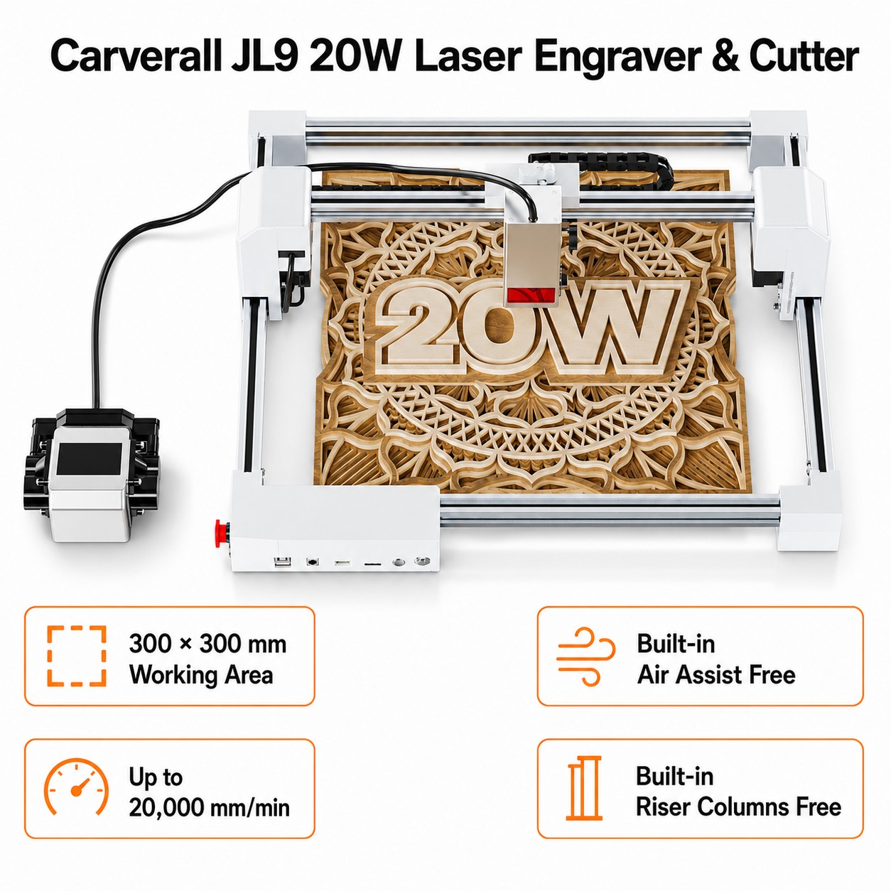 Woodworking Laser - Carverall JL9 20W Laser Engraver Cutter,