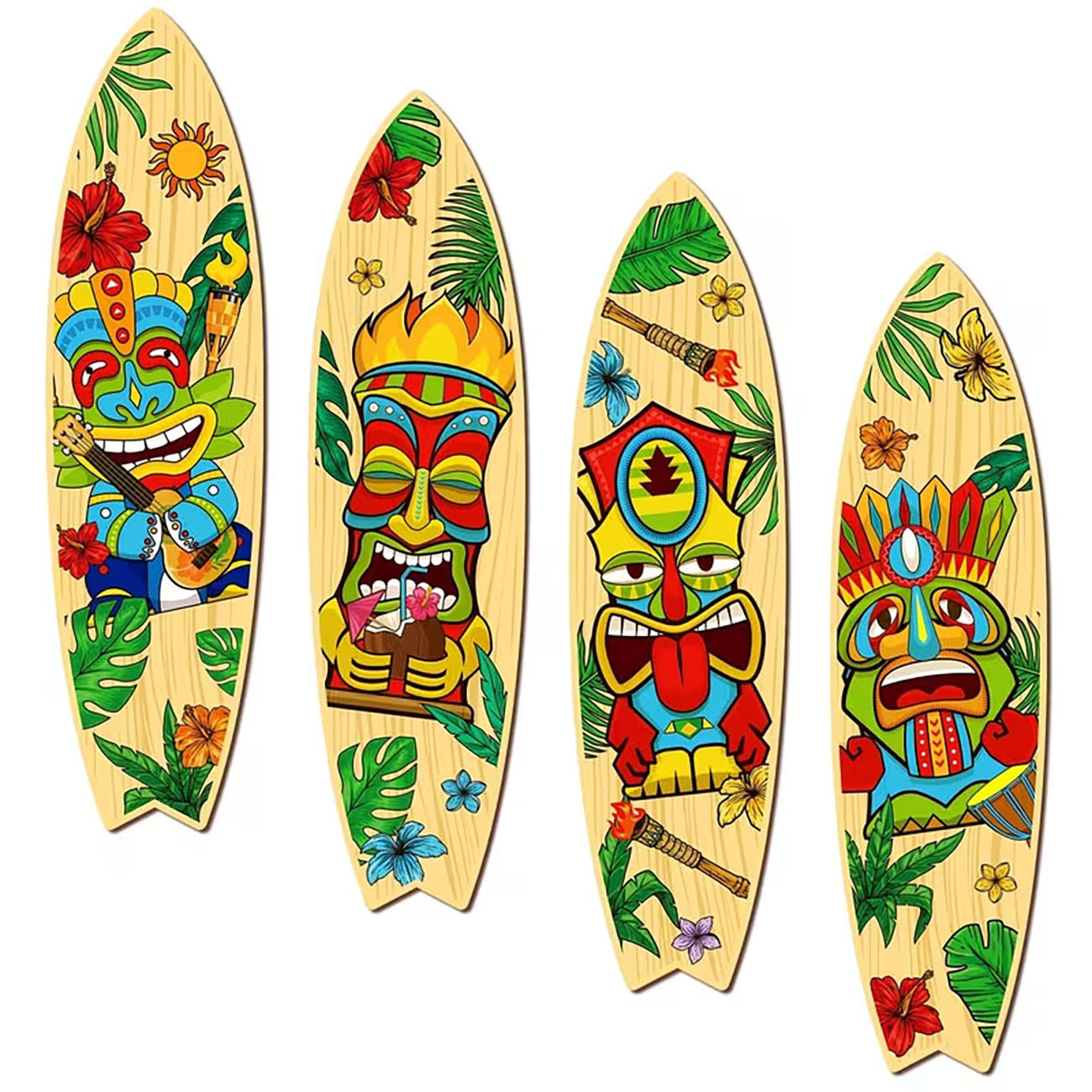 Xfasten Woodworking Tape - 4Pcs Tiki Mask Surfboard Wooden Wall