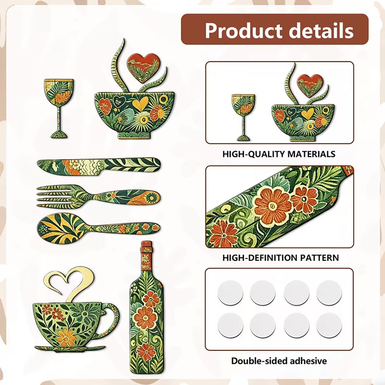 7Pcs Green Floral Kitchen Uten - огляд і ціна Xfasten Woodworking Tape