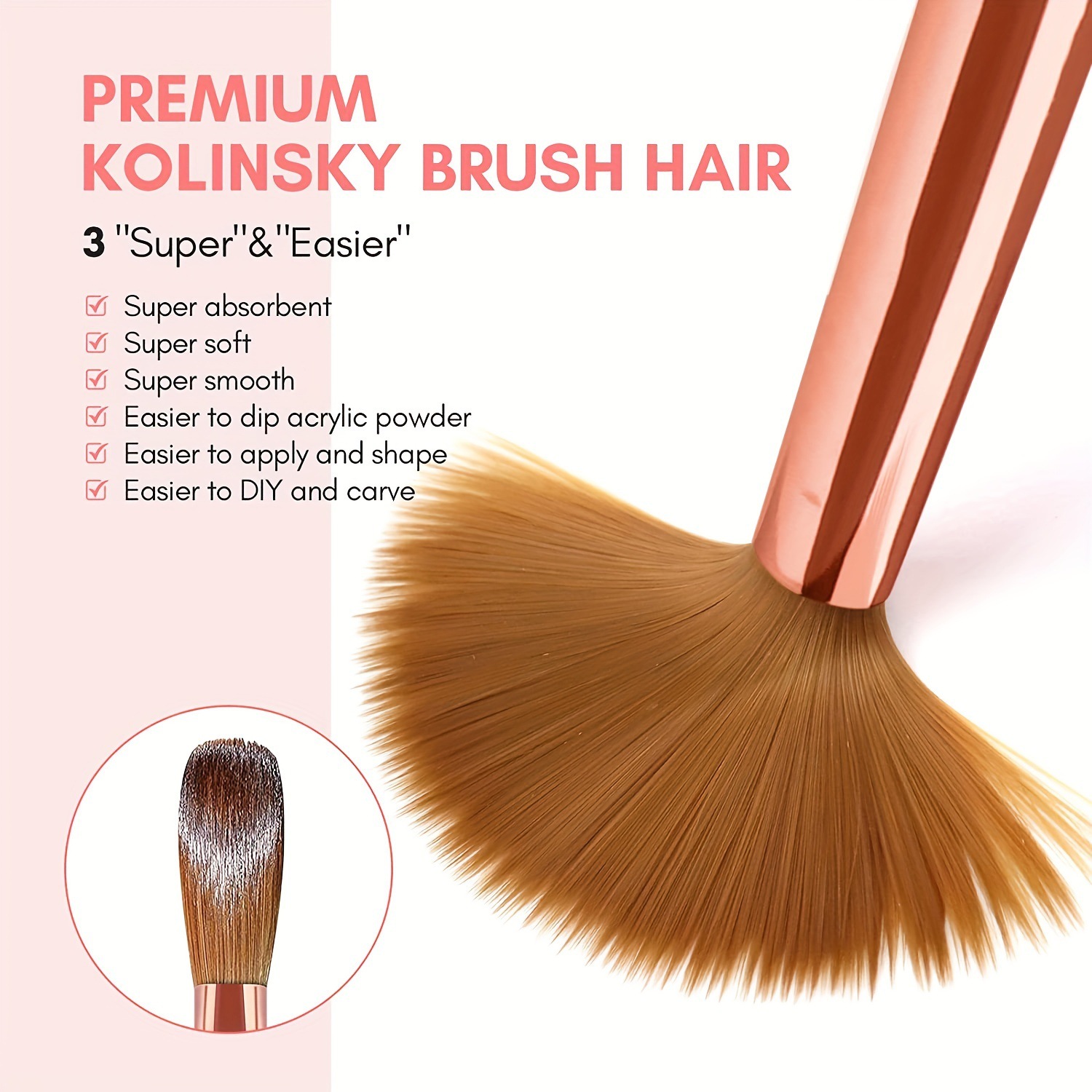 3pcs Kolinsky Acrylic Nail Bru - огляд і ціна Wood Chisel Set